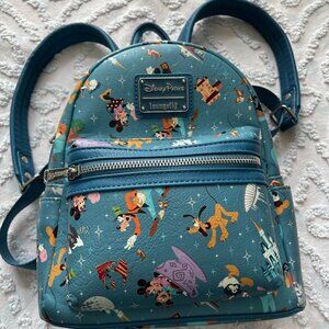 Loungefly Disney Parks Mickey and Friends in the Park Blue Mini Backpack
